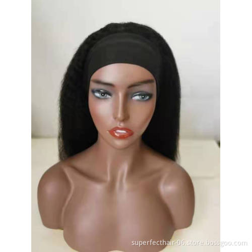 Dropship Unprocessed Brazilian Hair Cuticle Aligned Headband Wig Kinky Straight Virgin Human Natural Hair Wigs